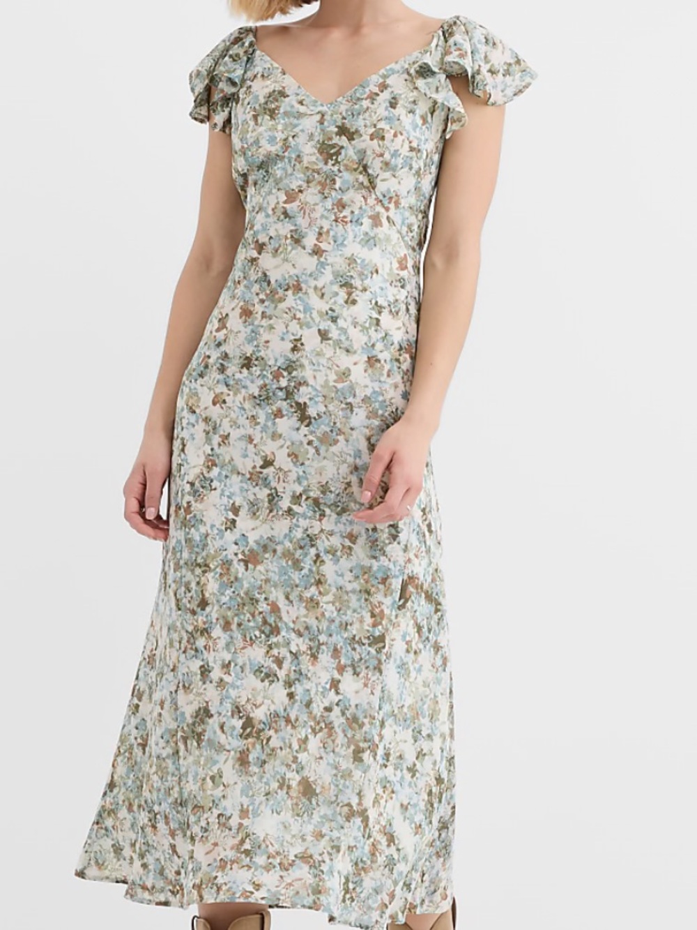 LOFT ruffle strappy back maxi